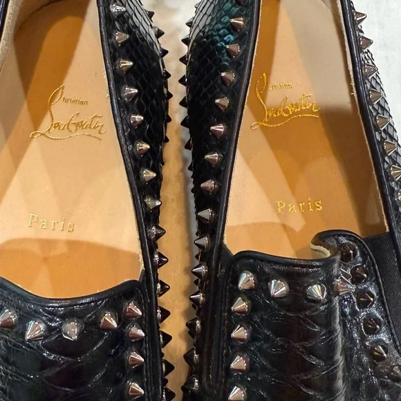 Christian Louboutin Black Studded Loafers 45.5 or size 12.5. Gorgeous shoe !! - Picture 2 of 9